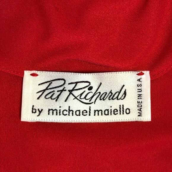 Vintage 80s Pat Richards Red Fringe Hem Cowl Back Ruched Waist Dress Size 10 USA - Picture 4 of 12